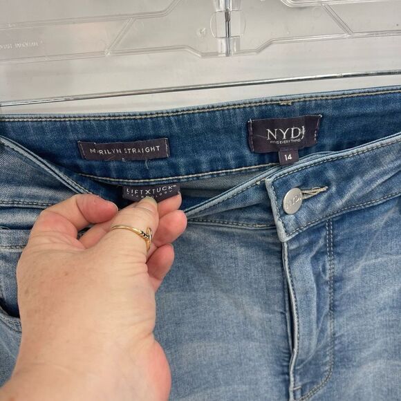 NYDJ Womens Marilyn Straight Jeans Tapered Lift Tuck Tapered 5 Pocket Blue 14 - Picture 5 of 8